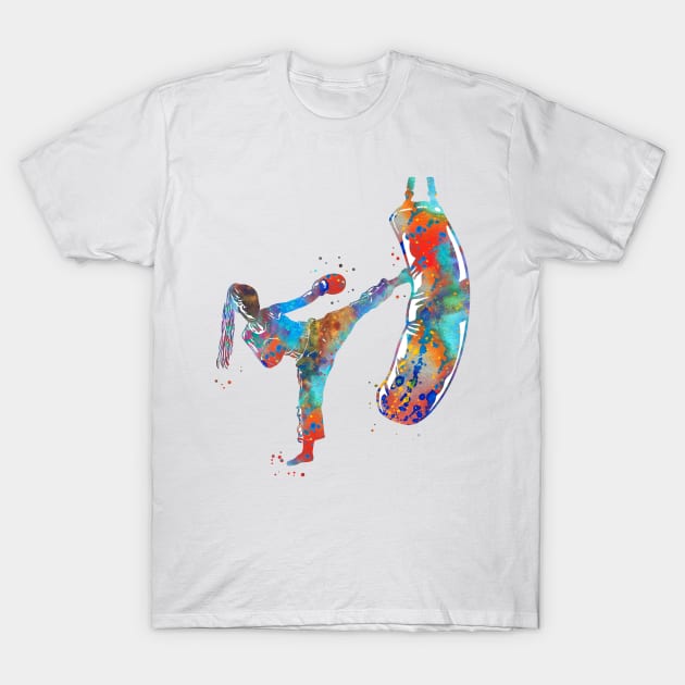 Kickbox Female Martial Artist T-Shirt by RosaliArt